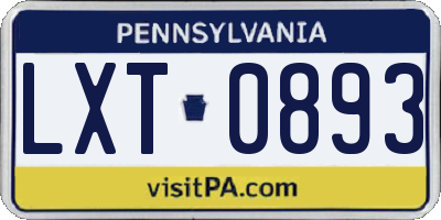 PA license plate LXT0893