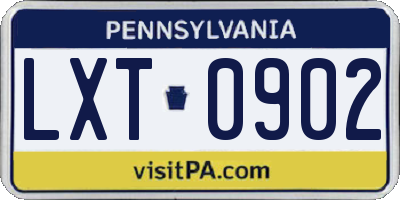 PA license plate LXT0902