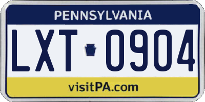 PA license plate LXT0904