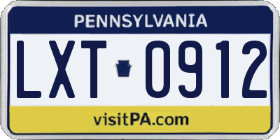 PA license plate LXT0912