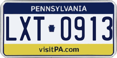 PA license plate LXT0913