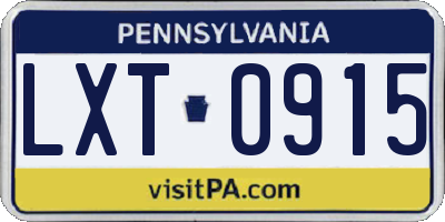 PA license plate LXT0915
