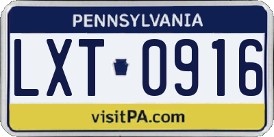 PA license plate LXT0916