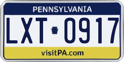PA license plate LXT0917