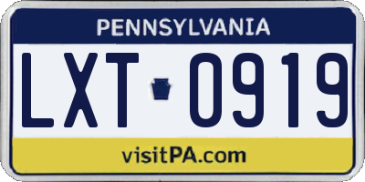 PA license plate LXT0919