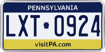 PA license plate LXT0924