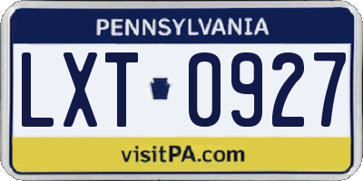 PA license plate LXT0927