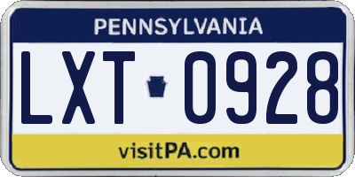 PA license plate LXT0928