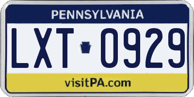 PA license plate LXT0929