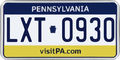 PA license plate LXT0930