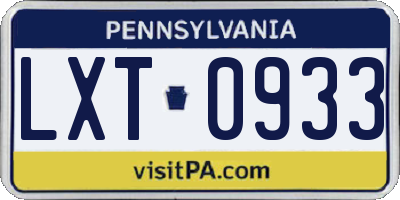 PA license plate LXT0933