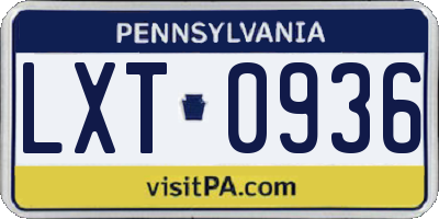 PA license plate LXT0936