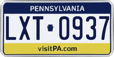 PA license plate LXT0937