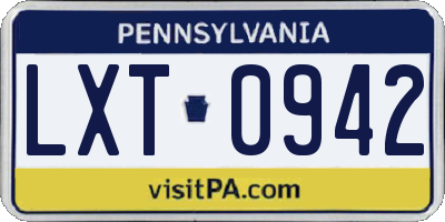 PA license plate LXT0942