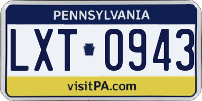 PA license plate LXT0943