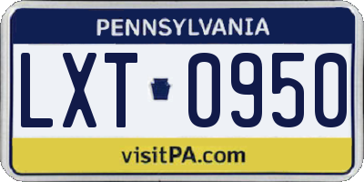 PA license plate LXT0950