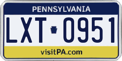 PA license plate LXT0951