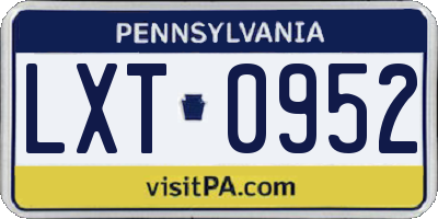 PA license plate LXT0952