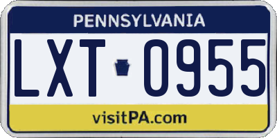 PA license plate LXT0955