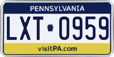 PA license plate LXT0959