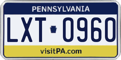 PA license plate LXT0960