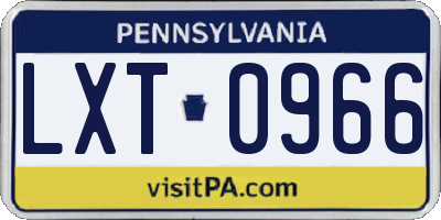 PA license plate LXT0966