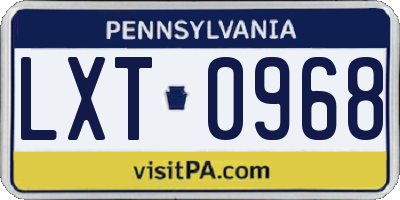 PA license plate LXT0968