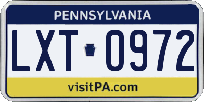 PA license plate LXT0972