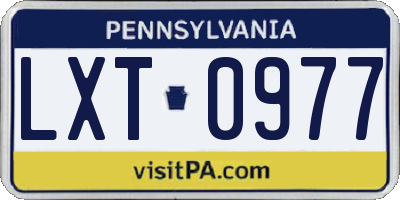 PA license plate LXT0977