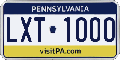 PA license plate LXT1000