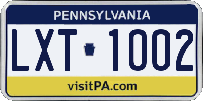 PA license plate LXT1002