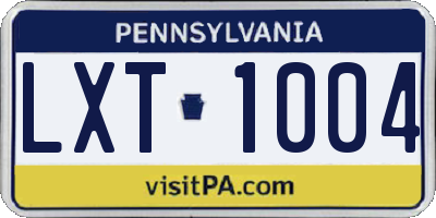 PA license plate LXT1004