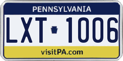 PA license plate LXT1006