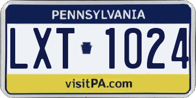 PA license plate LXT1024