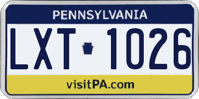 PA license plate LXT1026