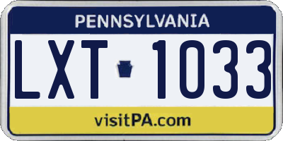 PA license plate LXT1033