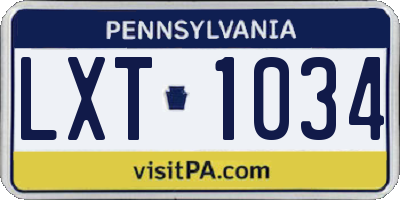 PA license plate LXT1034
