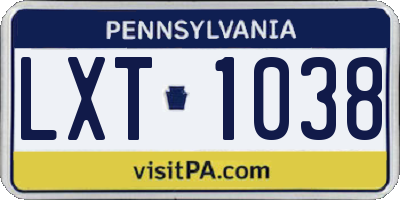PA license plate LXT1038