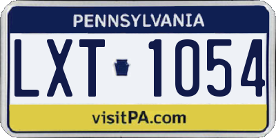 PA license plate LXT1054