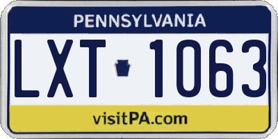 PA license plate LXT1063