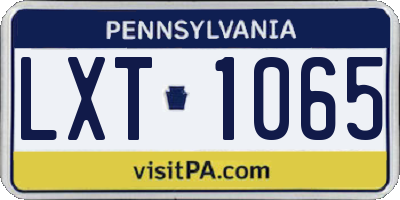 PA license plate LXT1065
