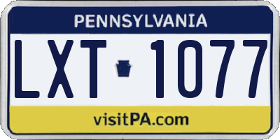PA license plate LXT1077
