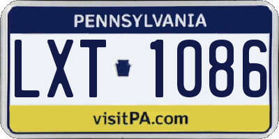 PA license plate LXT1086