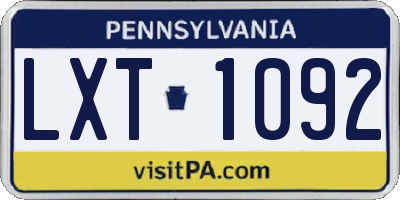 PA license plate LXT1092