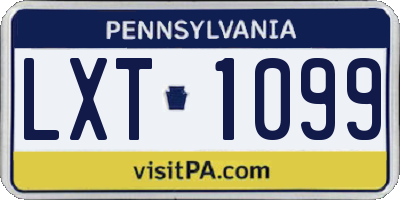 PA license plate LXT1099