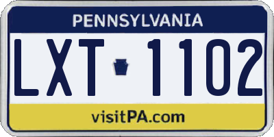 PA license plate LXT1102