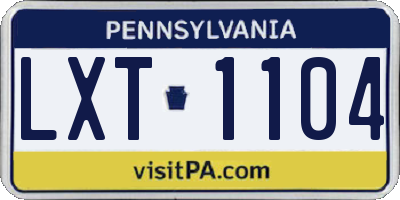 PA license plate LXT1104