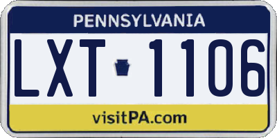 PA license plate LXT1106