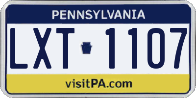 PA license plate LXT1107