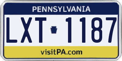 PA license plate LXT1187